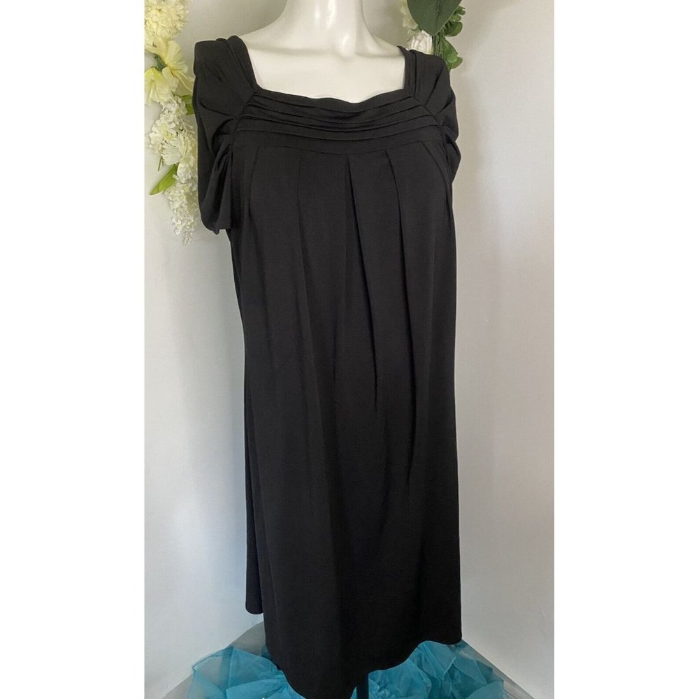 Mary Mcfadden Women’s Size Large‎ Dress Short Sleeve Square Neck Black Vintage